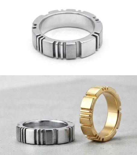 Anillos Banda Plata y Oro Vermeil