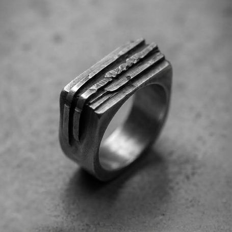 Anillo bloque 2 Plata Envejecida
